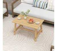 GOPLUS Table Basse Jardin Extérieur en Bois Massif, Petite Table de Jardin Exterieur avec Plateau à Lattes,pour Balcon Terrasse, Charge 125KG, 90 x 54,5 x 50 cm (Marron)