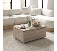 GOPLUS Table Basse Moderne, Table de Salon Basse en MDF avec Rangement à 4 Portes et Large Plateau, Style Rustique pour Salon et Cuisine, 80 x 60 x 37 CM (80x60x37CM)