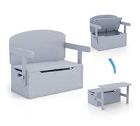 GOPLUS Table Chaise Enfant 3 en 1, Banc Coffre a Jouet Enfant en Bois avec Couvercle, Dossier, Boîte de Rangement, Table d'Activités pour 3-7 Ans, pour Chambre, Maternelle, Salon (Gris)
