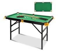GOPLUS Table de Billard Portable de 122 cm, Mini-Billard avec Pieds Pliables, Jeu d'Arcade d'Intérieur avec 16 Boules, 2 Queues, 2 Craies, 1 Pinceau et 1 Triangle pour Enfants et Adultes (Vert)