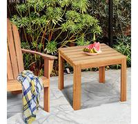GOPLUS Table de Jardin en Bois, Table Pliante Exterieur avec Finition Huile, Plateau Charge 75KG à Latte, Fixation Robuste, Idéal pour Patio Balcon Terrasse Piscine, Naturel (Carrée,45x45x41CM)