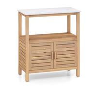 GOPLUS Table de Rempotage en Bois d'Acacia, Armoire Extérieure de Rangement avec Plateau en Résine, Étagère de Rangement, Convient pour Jardin, Terrasse, Balcon, 80 x 40 x 90,5 CM, Naturel