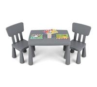 GOPLUS Table Enfant avec Chaise, Table et 2 Chaises Enfant pour Manger, Jouer, Étudier, Petite Table pour Enfants Filles Garçon 1-7 Ans, Table Gris en Plastique, Charge 50KG