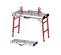 GOPLUS Table Établi Pliante, Capacité 450 kg, avec 2 Serre-Joints | Station de Travail Robuste, Grand Plateau Réglable en Hauteur, Poignée de Transport pour Atelier et Garage
