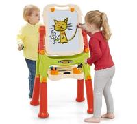 GOPLUS Tableau Enfant Double Face Blanc/Noir, Chevalet Enfant avec Tableau de Peinture Rotatif, Plateau de Rangement, Réglable en Hauteur, pour Enfants 3+ Ans (Orange)