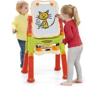 GOPLUS Tableau Enfant Double Face Blanc/Noir Pivotant à 360°-Hauteur Adjustable-Plateau de Rangement Orange