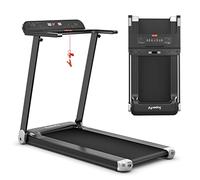 GOPLUS Tapis de Course Pliable, Moteur 550W, Tapis Roulant Vitesse Réglable 1-12 km/h, Écran LCD, Bluetooth Haut-Parleurs Intégré, Cadran de Support Téléphone, pour Maison/Bureau (Argent)