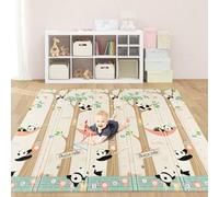 GOPLUS Tapis de Jeu Réversible pour Bébé, Tapis d'Éveil Double Face en XPE, Tapis Rampant Pliable 180x200CM avec Sac de Rangement, Tapis de Sol Extra Large Idéal pour Intérieur et Extérieur(Vert)