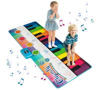 GOPLUS Tapis de Piano Enfant, 181CM Tapis de Danse Géant avec 24 Touches, 8 Sons d'Instruments, 10 Chansons, Jouet Éducatif Musical pour Filles Garçons 3+ Ans