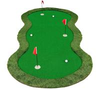 GOPLUS Tapis de Putting Golf avec 3 Trous, Couvercles de Trous, Tapis d’Entraînement de Golf Professionnel avec Gazon Synthétique, Gobelets, Balles, Intérieur & Extérieur