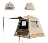 GOPLUS Tente de Camping Pop-Up pour 4-6 Personnes, avec Fixation Automatique, Double Couche & Double Toit, 2 Entrées &4 Fenêtres, Sac de Transport, Tente Familiale & Coupe-Vent pour Randonnées