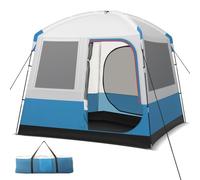 GOPLUS Tente de Camping pour 5 Personnes, Tente Familiale Coupe-Vent, Grandes Portes en Maille Double Couche, Fenêtres en Maille, Sac de Transport, Ultra Légère pour Randonnée, Voyages,248 x 248 x 230