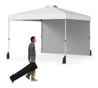 GOPLUS Tonnelle de Jardin Exterieur 3 x 3 M, Barnum Pliante Portable avec Lestage Tente Poids, Paroi Latérale, 266/276/286 CM,Solaire Extérieur avec Sac roulettes, 4 Cordes/Ancres, 8 Piquets(Blanc)