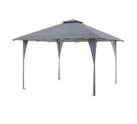 GOPLUS Tonnelle de JardinExterieur Pliante 4x4 M,Pergola Jardin 260/270/280 CMavec Sac Transport Portable, 8 Piquets, 4 Cordes de Vent, Pliable, Tente pour Événements (3,9x3,9m-Gris|sans Voile)