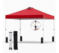 GOPLUS Tonnelle Pliante 3 x 3 M, Barnum Pliant 3x3 M Pop-up, Structure en Métal Robuste, Hauteur Réglable 250/260/270 CM pour Pique-Niques Mariage (Rouge,3x3M)