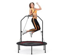 GOPLUS Trampoline de Fitness Pliable Ø 101 CM avec Poignée Réglable pour Adultes et Enfants Charge 150 KG (Rouge,Hauteur 107-135cm)