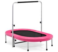 GOPLUS Trampoline de Fitness Pliable pour Enfantset Adultes avec Poignée Réglable de Hauteur sur 5 Positions, Trampoline Parent-Enfant Ovale Intérieur, Charge 150KG (Rose,Ovale|Hauteur Réglable)