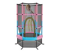 GOPLUS Trampoline Enfant Ø165cm, Cadre en Acier, Trampoline Extérieur et Intérieur avec Filet de Sécurité, Charge Dynamique 45KG et Statique 135KG, pour Enfants 3+ Ans (Rose+Bleu,Hauteur 191cm)