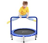GOPLUS Trampoline pour Enfant Pliable Ø 92 cm Charge 150KG Intérieur et Extérieur pour Garçons et Filles, Bleu