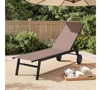 GOPLUS Transat Jardin Exterieur en Tissu Respirant à Dossier Inclinable 6 Positions, Chaise Longue Bain de Soleil Mobile avec 2 Roues pour Bord de Piscine,Charge 150KG (64x190x33,5-99CM,Brun,1)