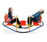 GOPLUS Trébuchet Enfant Balançoire à Bascule avec 3 Sièges Poignée,Jeu d'Échelle Interactif pour Enfants 3-8 Ans,137x40x60cm