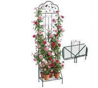 GOPLUS Treillis de Jardin en Métal pour Plantes Grimpantes, Clôture Decorative Extérieure avec Étagère Inférieure Pliable, pour Légumes, Fleur&Fruits, Support de Vignes (Oiseau Vert|50x190CM,1)