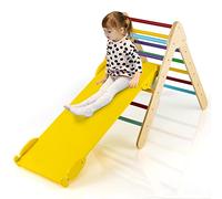 GOPLUS Triangle d’Escalade 2 en 1 avec Toboggan, Montessori en Bois Coloré