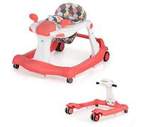 GOPLUS Trotteur Bébé Fille Garçon 6-18 Mois, Trotteur Marche Bébé Evolutif 2 en 1, Pousseur Pliable avec Lumière et Musique, Hauteur Réglable en 3 Positions, Coussin Amovible, Charge15KG (Orange)