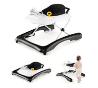 GOPLUS Trotteur Bébé Garçon Fille Evolutif 3 en 1, Trotteur Marche Bebe Pliable avec 3 Hauteur Réglable, Siège et Plateau Amovible, Centre d'Activités pour Tout-petits 6+ Mois, Charge 12KG (Noir)