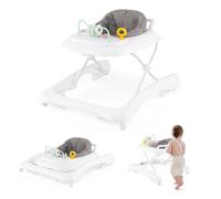 GOPLUS Trotteur Bébé Garçon Fille Evolutif 3 en 1, Trotteur Marche Bebe Pliable avec 3 Hauteur Réglable, Siège et Plateau Amovible, Centre d'Activités pour Tout-petits 6+ Mois, Charge 12KG (Gris)