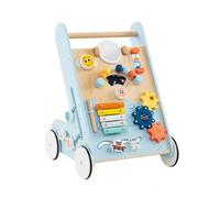 GOPLUS Trotteur pour Bébé en Bois, Chariot de Marche Montessori, Trotteur Premier Pas pour Garçons et Filles de 1+ Ans, Bleu