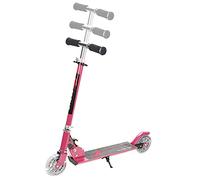 GOPLUS Trottinette Enfant Pliable, 2 Roues Lumineux, Poignée Réglable en Hauteur, avec Frein à Pied sur Roue Arrière et Béquille pour Enfant 4-13 Ans, Charge Max 70KG, 70 x 10 x 63-87CM (Rose)