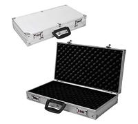 GOPLUS Valise à Pistolet en Aluminium avec 2 Serrure à Combinaison, Coffre à Fusil, Valise de Rangement Sécurisée et Solide, Malette Pistolet pour Arme, Argent