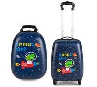 GOPLUS Valise Enfant à Garçon Filles 16”avec 12” Sac à Dos, Espace Suffisant, Surface Etanche, Valise Cabine Enfant roulettes Silencieuses et Lisses pour Bébé 3-8 Ans (Crocodile)