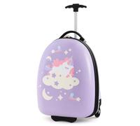 GOPLUS Valise Enfant Fille Garçon, 18L Bagage à Roulettes avec Poignée Télescopique à 2 Niveaux, Valise à Main Approuvée par les Compagnies Aériennes, Valise de Voyage Portable & Légère, Licorne Lilas
