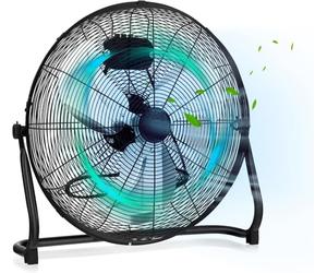 GOPLUS Ventilateur de sol 50CM, 160W&3 Vitesses Réglable, Inclinaison Réglable 145°, Ventilateur Silencieux Industriel avec Poignée Portable pour Maison, Entrepôt, Atelier