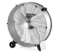 GOPLUS Ventilateur de Sol Industriel à Roulettes avec 3 Vitesses, 180W, Ø60CM, Brasseur d'Air à Tambour, Bouton d’Ajustement, Poignée Latérale, Idéal pour Garage, Atelier, Entrepôt,90BD (Argent)