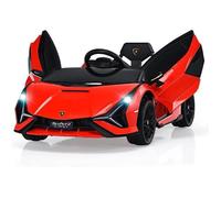 GOPLUS Voiture Électrique Enfant 12V Cabriolet Lamborghini de Portes Ciseaux avec Télécommande 2,4G,avec LED-Musique-USB,Rouge