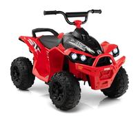 GOPLUS Voiture Electrique Enfants 12V, Quad Electrique Enfants 1 Place 2,2-4,3 km/he, Klaxon, Musique, Phares LED, Quad Motorisé pour Filles Garçons 3-8 Ans, Charge 35KG (Rouge)