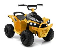 GOPLUS Voiture Electrique Enfants 12V, Quad Electrique Enfants 1 Place 2,2-4,3 km/he, Klaxon, Musique, Phares LED, Quad Motorisé pour Filles Garçons 3-8 Ans, Charge 35KG (Jaune)