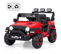 GOPLUS Voiture Electrique Enfants 2 Places 12V avec Télécommande, Lecteur Musique, Lumières LED, Quad 4x4 Electrique Enfants Démarrage Progressif, 3 Vitesses, pour Enfant 3+ Ans,Charge 30KG (Rouge)