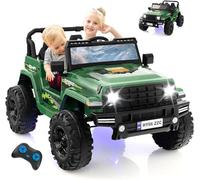 GOPLUS Voiture Electrique Enfants 2 Places 24V avec Télécommande 2,4G, 4x4 Electrique Enfants avec Vitesse 2,6-6k/h, Klaxon et Affichage, Lumineuse Charge 35KG pour Enfant 3-8 Ans (Vert)