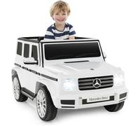 GOPLUS Voiture Électrique Enfants 3 Ans+Mercedes Benz G500 12V-Charge 30kg-Télécommande 2,4G-Effets Sonores Lumineux-3-6 kmh Blanc
