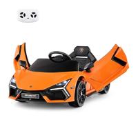 GOPLUS Voiture Électrique Enfants avec Télécommande, Lamborghini Revuelto, Véhicule avec Portes Hydrauliques, Musique, MP3, Klaxon, pour Tout-Petits3-8 Ans,Charge 25KG (Orange)