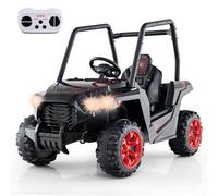 GOPLUS Voiture Electrique Enfants UTV 24 V, 4x4 UTV Electrique Enfants avec Télécommande 2,4 G,2,5/3,2/4,5KMh, Démarrage Lent,Musique et Lumières LED, pour Garçons Filles 3-8 Ans, Charge 30KG (Rouge)
