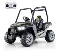 GOPLUS Voiture Electrique Enfants UTV 24 V, 4x4 UTV Electrique Enfants avec Télécommande 2,4 G,2,5/3,2/4,5KMh, Démarrage Lent,Musique et Lumières LED, pour Garçons Filles 3-8 Ans, Charge 30KG (Vert)