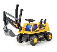 GOPLUS Voiture Pelleteuse Électrique Enfants 3 Ans+,Excavateur avec Pédales et Pelle Flexible,avec Espace de Rangement,Jaune