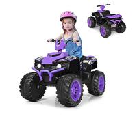 GOPLUS Voiture Quad Buggy Électrique pour Enfant 12V avec 2 Vitesses 2,8-5 km/h, Quad Électrique avec Phare, Klaxon, MP3 et USB, Démarrage Lent, pour Enfants de 3-7 Ans, 104X67X74CM Violet