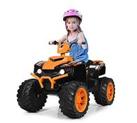 GOPLUS Voiture Quad Buggy Électrique pour Enfant 12V avec 2 Vitesses 2,8-5 km/h, Quad Électrique avec Phare, Klaxon, MP3 et USB, Démarrage Lent, pour Enfants de 3-7 Ans, 104X67X74CM (Orange)