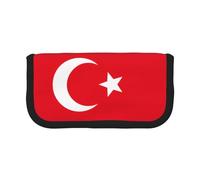 gopoo Jolie trousse à crayons en toile avec drapeau de la Turquie - Rangement organisé pour voyage et usage quotidien - Trousse à crayons et maquillage